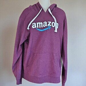 Amazon Burgundy Hoodie with White Logo kangaroo front pockets Large